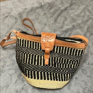 Stylish Black and Tan Woven Bag Kenya Made